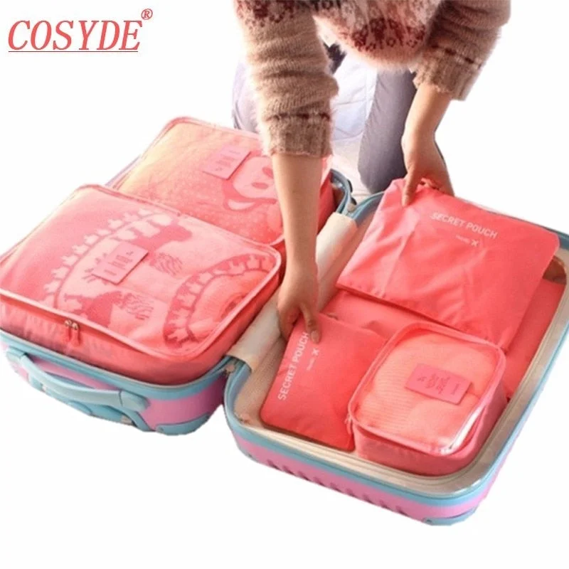 6PCS/Set High Quality Oxford Cloth Travel Mesh Bag In Bag Luggage Organizer Packing Cube