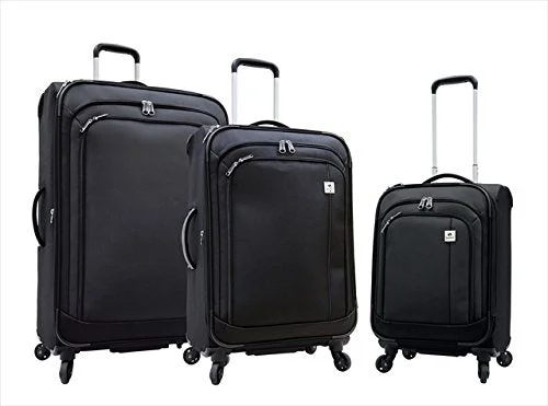 Samboro L6183Pcsetblack Feather Lite Lightweight Luggage Spinners, 3 Piece Set, Black