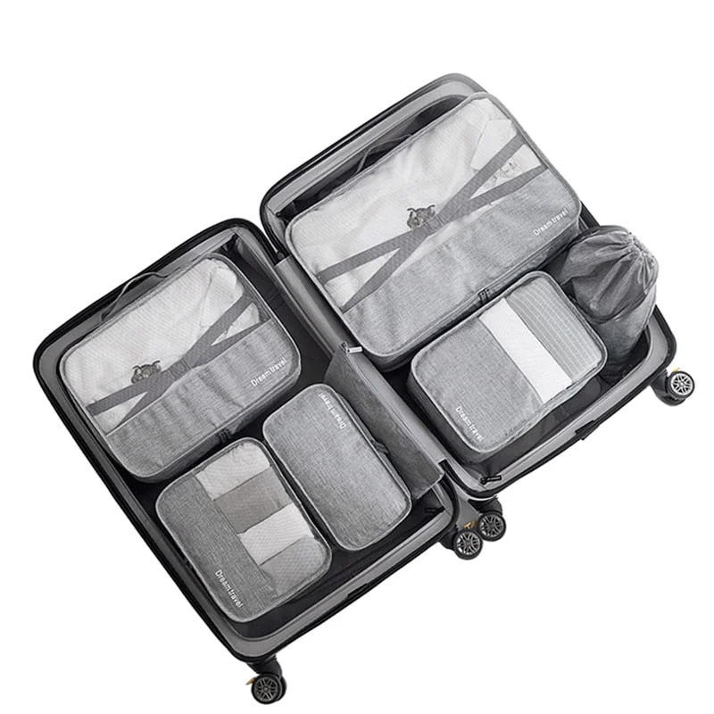 7PCS/Set High Quality Capacity Travel accessories kit Mesh storage Luggage Organizer Packing Cube