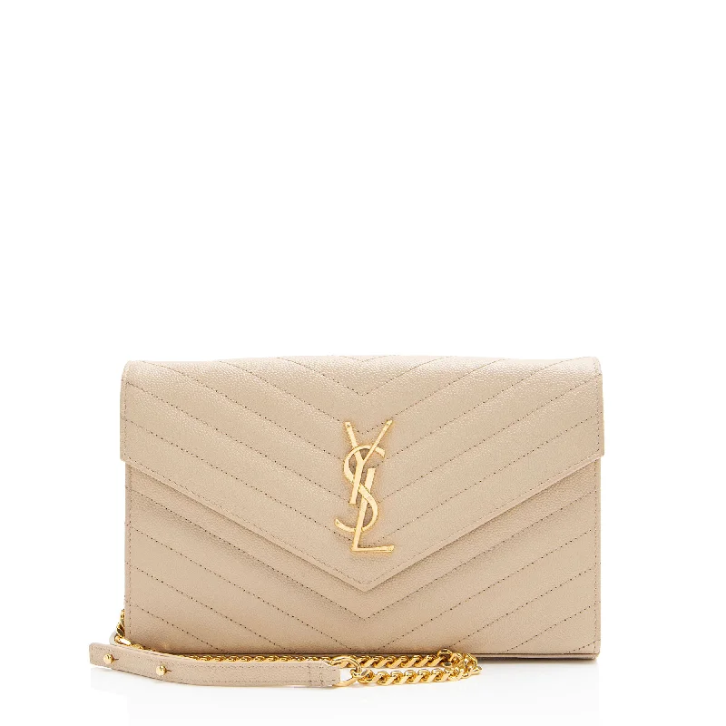 Saint Laurent Matelasse Grain de Poudre Monogram Chain Wallet