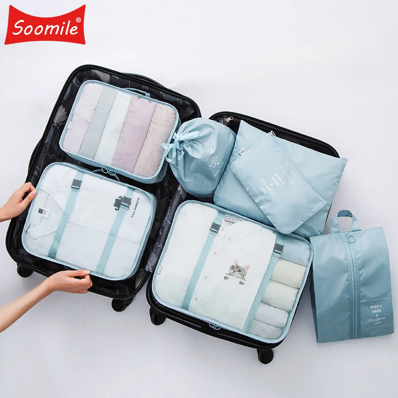 New High quality 7PCS/set Travel Bag Set Women Men Luggage Organizer for Clothes Shoe Waterproof