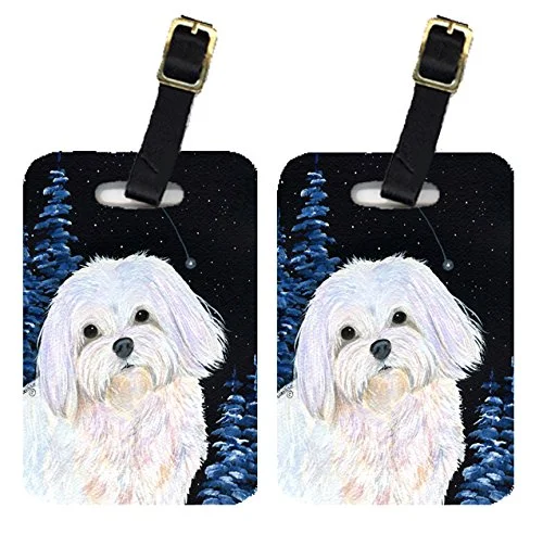 Caroline'S Treasures Ss8460Bt Starry Night Maltese Luggage Tags Pair Of 2, Large, Multicolor