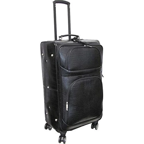 AmeriLeather Croco-Print 27" Checked Spinner Luggage (Black Croco)