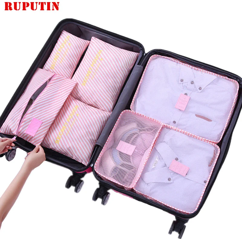 RUPUTIN 7Pcs/set Trip Luggage Organizer Clothes Finishing Kit Storage Bag Cosmetic toiletrie