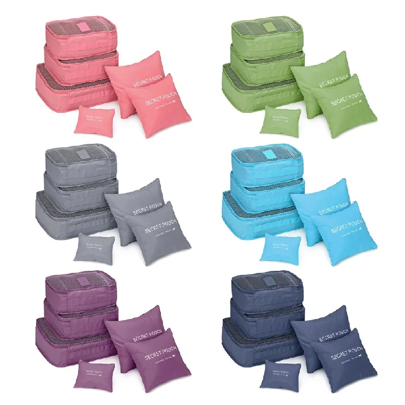 6 Pcs/set Nylon Packing Cubes Set Travel Bag Organizer Large Capacity Travel Bags Hand Luggage