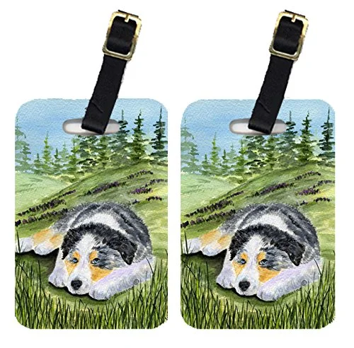 Caroline'S Treasures Ss8283Bt Pair Of 2 Australian Shepherd Luggage Tags, Large, Multicolor