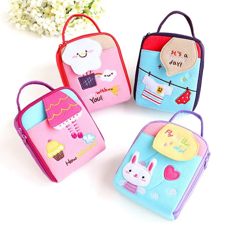 Cotton Hand Travel Zipper Cosmetic Makeup Storage Handbag Bag Key Coin Pouch Menstrual Pad Bag