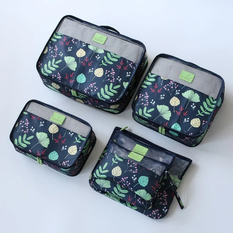 New 6pcs/set High Quality Women Travel Luggage Bag Zipper Waterproof Nylon Organizer Packing bag