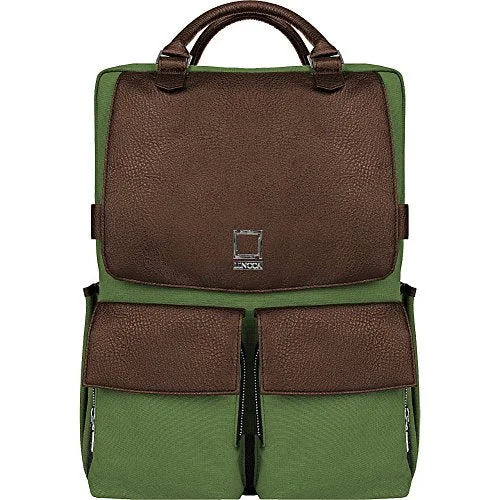 Lencca Novo Canvas And Vegan Leather Backpack Crossover For Up To 15.6 " Laptops (Lennovogrn)