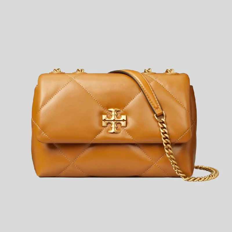 TORY BURCH Small Kira Diamond Quilt Convertible Shoulder Bag Tan 154706