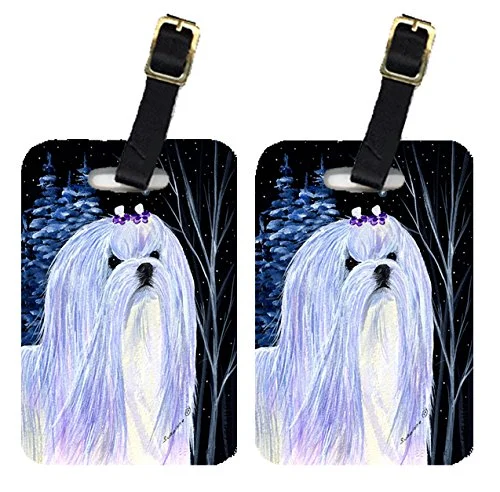 Caroline'S Treasures Ss8378Bt Starry Night Maltese Luggage Tags Pair Of 2, Large, Multicolor