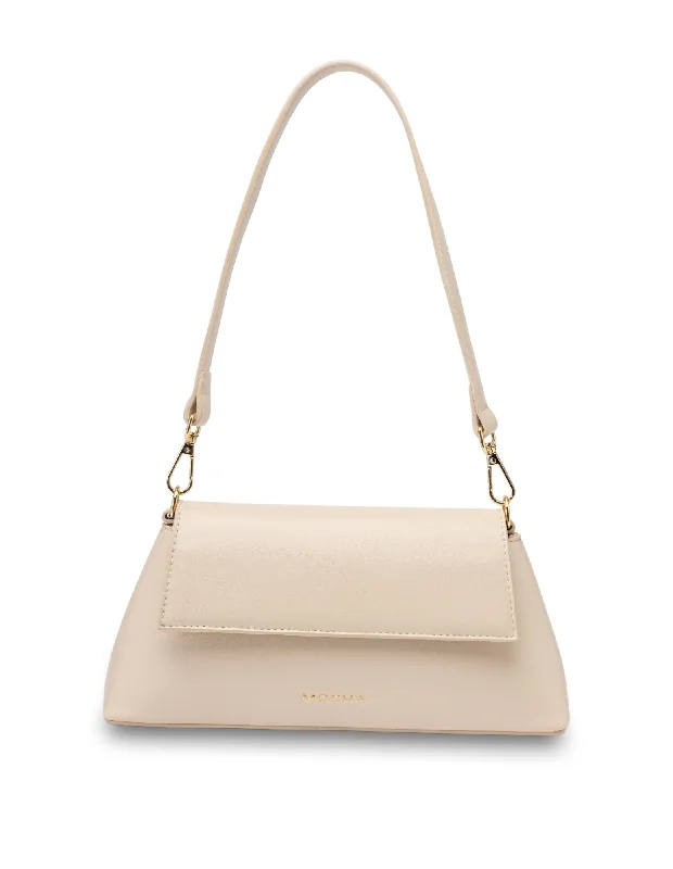 Mocha Ava Baguette Crossbody Bag- Beige