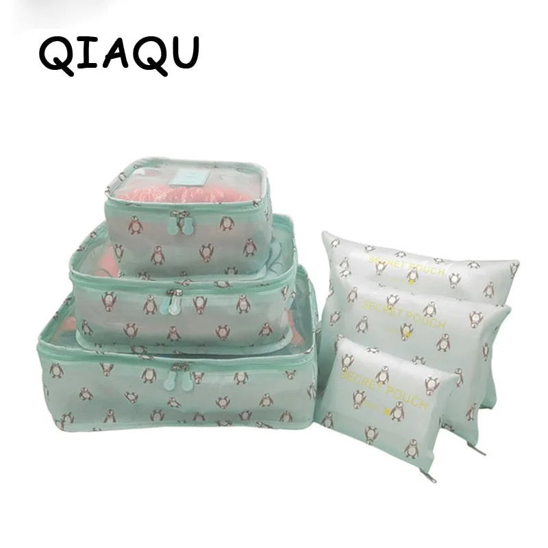 QIAQU 6 pcs / set Travel Organizer Storage Bag Portable Luggage Organizer Clothes Suitcase Bag