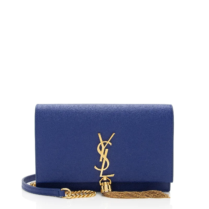 Saint Laurent Grain de Poudre Monogram Kate Tassel Chain Wallet