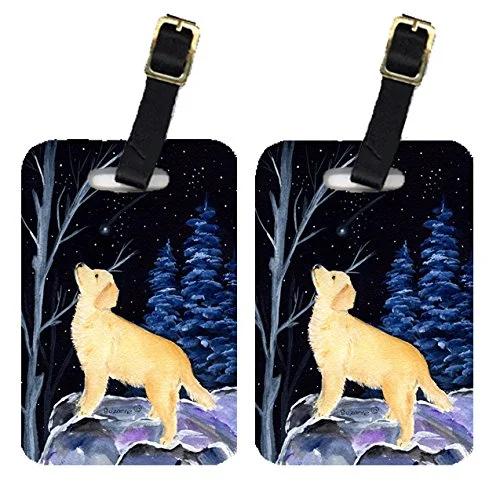 Caroline's Treasures SS8392BT Starry Night Golden Retriever Luggage Tags Pair of 2, Large,