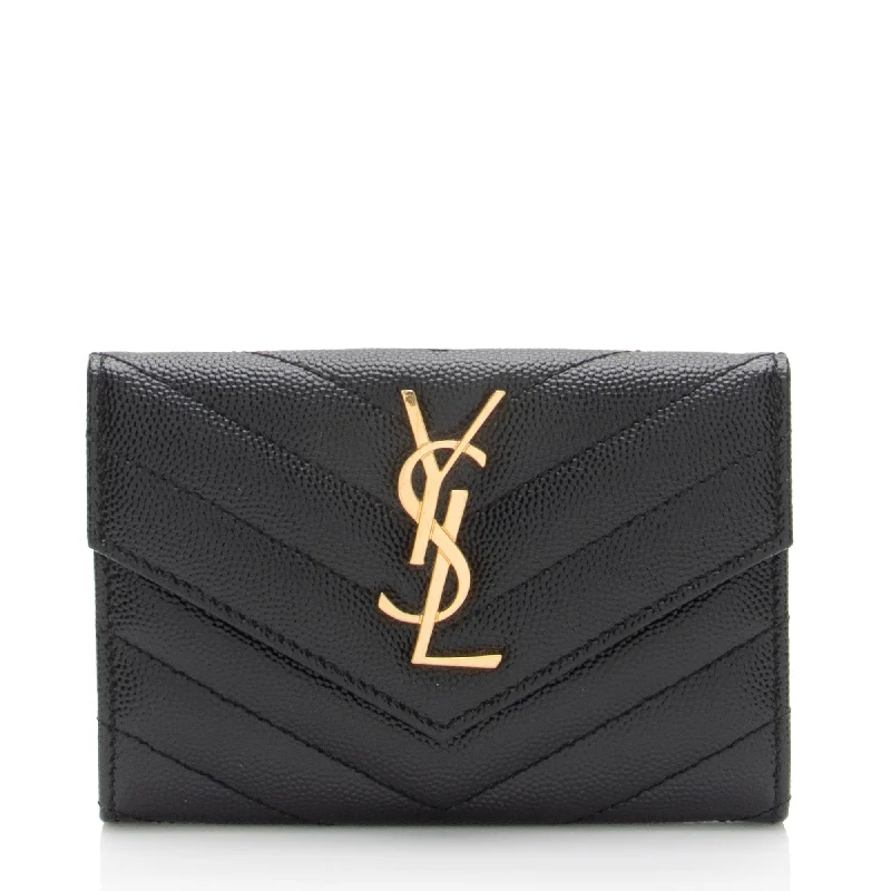 Saint Laurent Matelasse Grain de Poudre Monogram Envelope Small Wallet