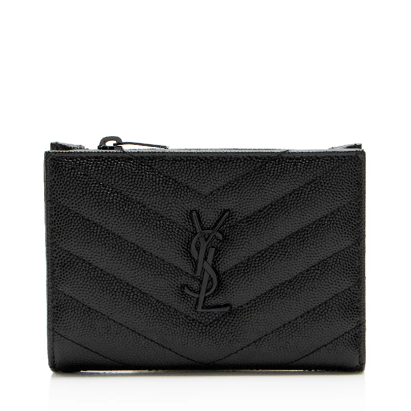 Saint Laurent Grain de Poudre Monogram Cassandre Fragments Bifold Wallet