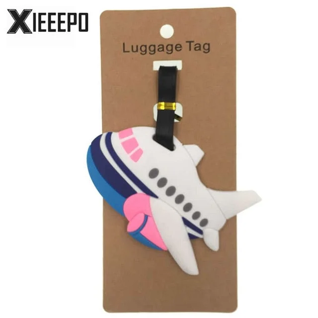 Cartoon Airplane LuggageTag Travel Accessories Silica Gel Suitcase ID Address Holder Women Men