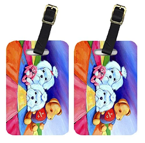 Caroline's Treasures 7515BT Pair of 2 Maltese Luggage Tags, Large, multicolor