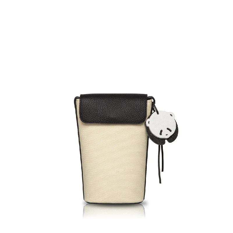 Penguin Cellphone Crossbody Bag + Panda Bag Cham - Cream/Black