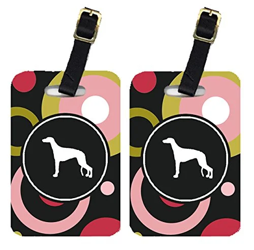 Caroline's Treasures KJ1037BT Pair of 2 Greyhound Luggage Tags, Large, multicolor