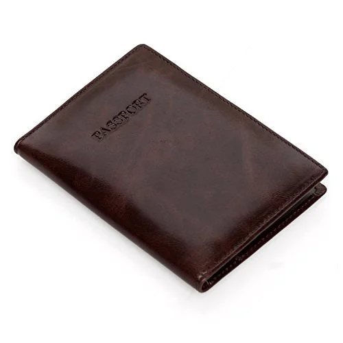 Venice Distressed Leather Travel Passport Wallet Holder Case - Brown