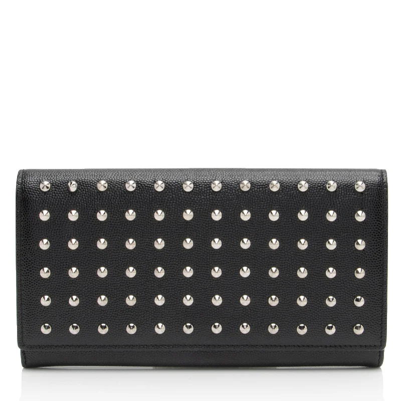 Saint Laurent Grain de Poudre Studded Marquage Flap Wallet