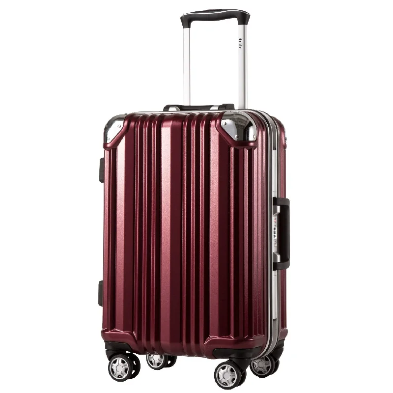 Coolife Luggage Aluminium Frame Suitcase with TSA Lock 100% PC (20in)